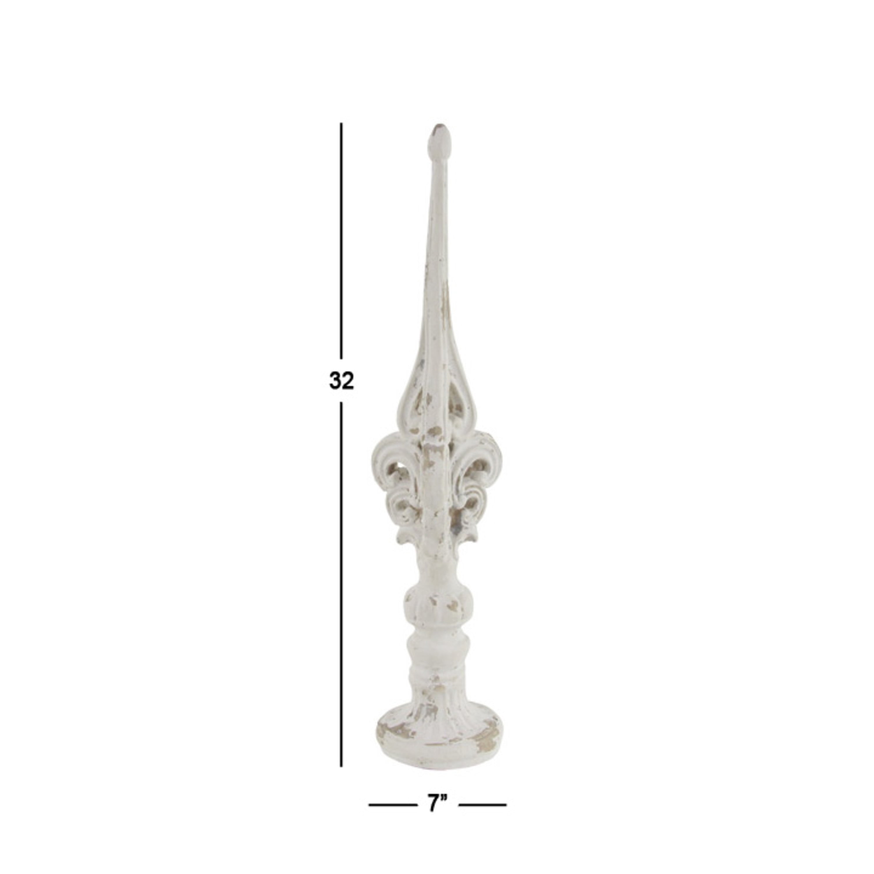 DecMode Fiberglass Vintage Finial Sculpture, White