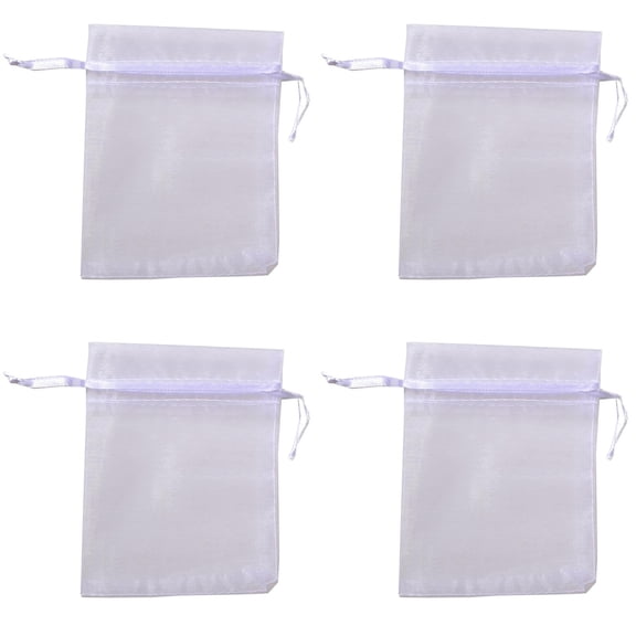 Torch 4Pcs White Organza Bags, 3.5x4.7 inch Small Gift Bags, Clear Tulle Bags, Mesh Jewelry Bags with Drawstring, for Birthday Party Favor, Bachelorette Party, Graduation