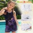 thumbnail image 6 of Xoenoiee Purple Golden Marble Print Girls Swimsuit Two Piece Bathing Suit Round Neck Tankini Tops with Boyshort Girls Swimsuits Swimwear, 8-9 Years, 6 of 7