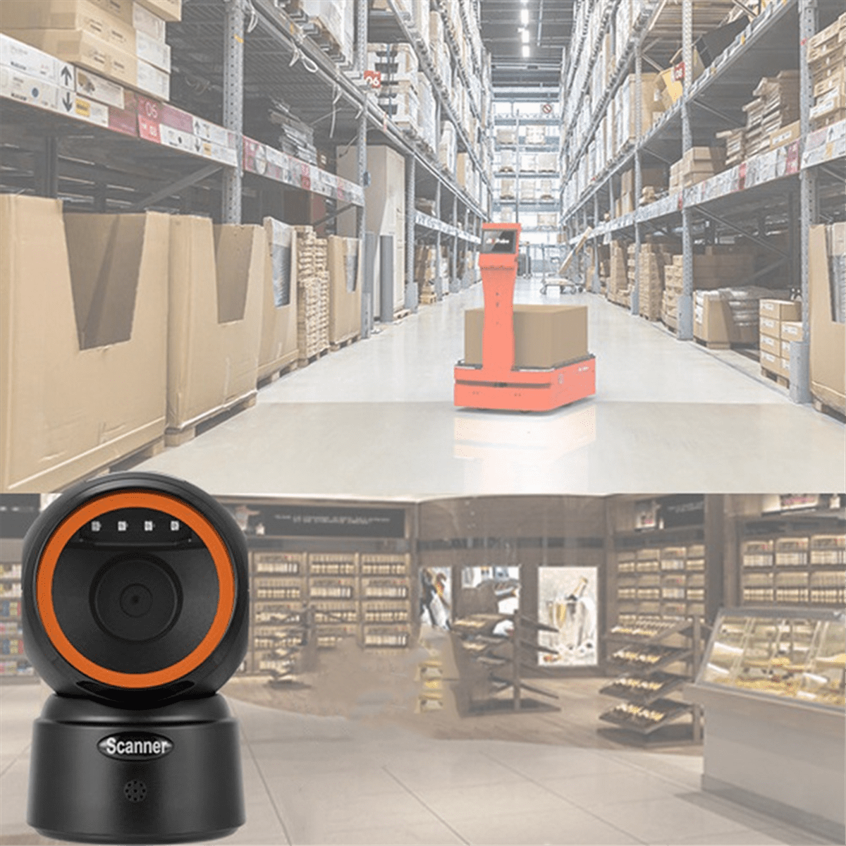 2D QR Barcode Scanner Desktop Wired Scanner Hands-Free