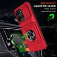 thumbnail image 3 of For Motorola Moto G Play 2025 Phone Case with Finger Ring Holder Kickstand, Card Slots，Heavy Duty Shockproof Rugged Protective Working with Magnetic Car Phone Mount,Red,For Moto G Play 2025, 3 of 7