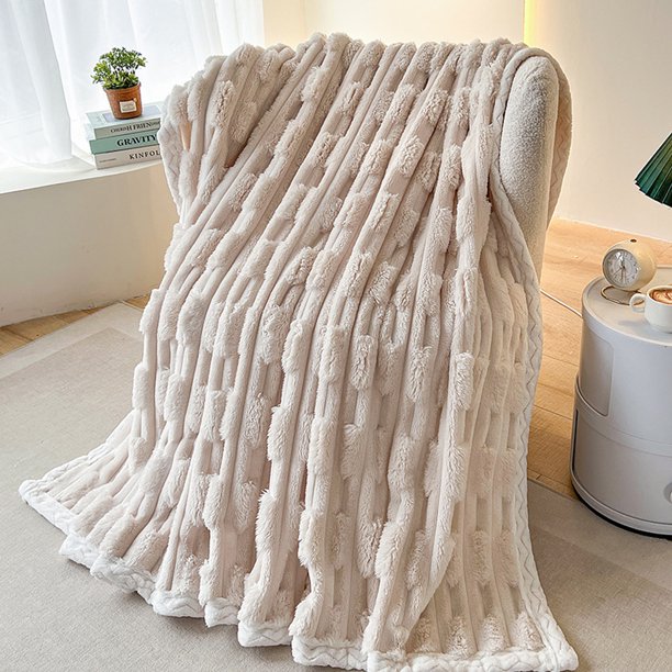 Manta de piel sintética de otoño, manta decorativa a cuadros, manta de felpa ultra suave y acogedora para sofá cama para todas las estaciones, 50 x 60 pulgadas