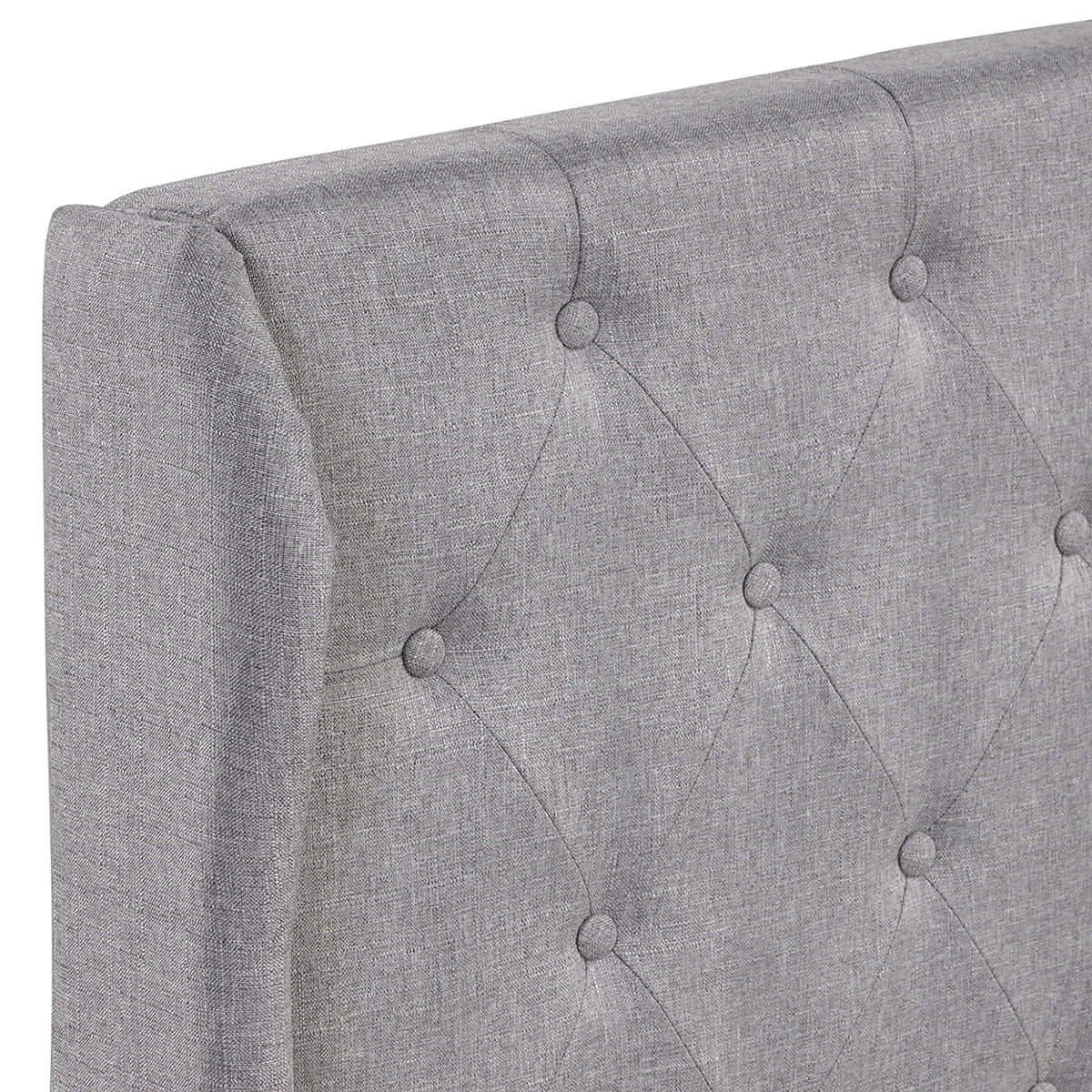 Private Jungle Upholstered Platform Bed Frame, Full Platform Bed with Upholstered Button Headboard, Gray