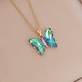 thumbnail image 4 of JingChun Dainty Butterfly Necklace with Birthstones Gold Plated Pendant 16" Chain Birthday Jewelry Gift for Girlfriend Mom Daughter, 4 of 9