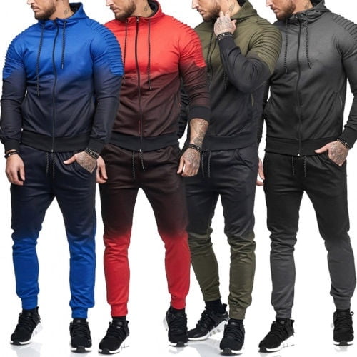 Men's Hoodie Sweatshirt+Pants Tracksuit Set Jogging Sport Trousers Sportwear