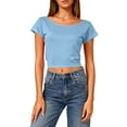 thumbnail image 5 of Blczomt Summer Plus Size Tops for Women Blue Casual T Shirts 2026 Trendy Womens Tshirts,S, 5 of 8