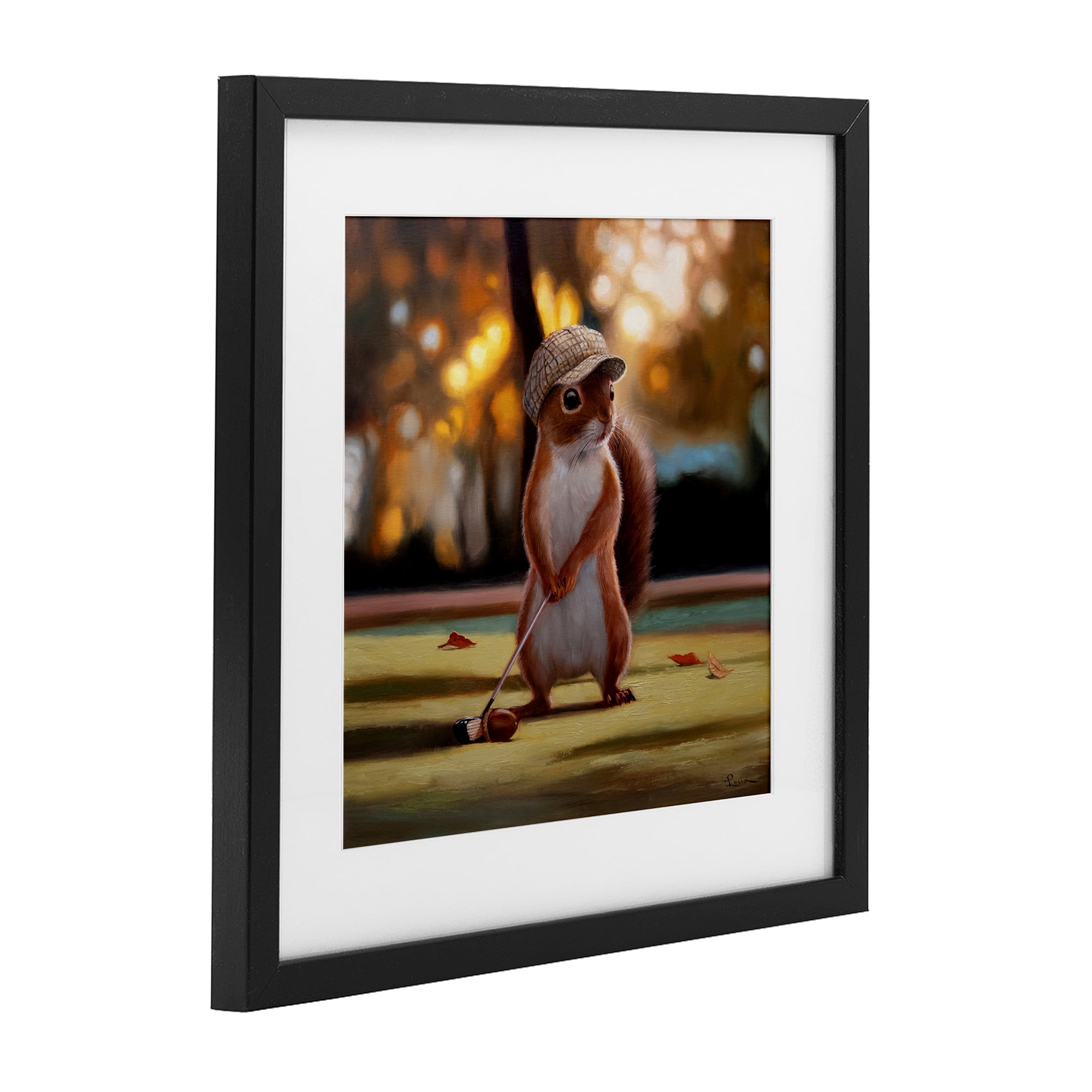 Stupell Industries Golf Nut Squirrel Black Framed Print Under Glass, design by Lucia Heffernan