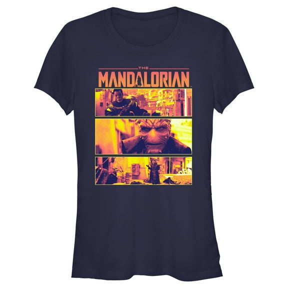 Junior's Star Wars: The Mandalorian The Apostate Scenes Graphic Tee Navy Blue Medium