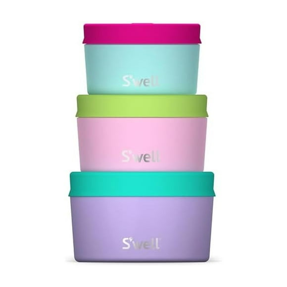S'well Stainless Steel Food Canister Set Of Three, 10oz, 16oz, and 24oz, Pastel Paradise, Single Walled Durable Construction, BPA