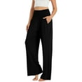 thumbnail image 2 of Liacowi Women Summer Casual Palazzo Pants Elastic High Waisted Wide Leg Long Lounge Trousers Solid Color Loose Flowy Beach Yoga Pants, 2 of 8