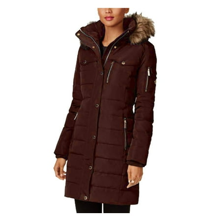 Michael Michael Kors Women's Chocolate Brown 3/4 Down Puffer Coat with Hood  (S) | Walmart Canada