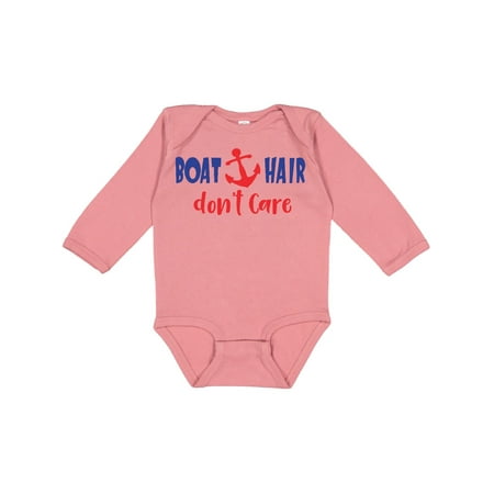 

Inktastic Boat Hair Don t Care Anchor Sailing - Red Blue Gift Baby Boy or Baby Girl Long Sleeve Bodysuit