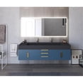 thumbnail image 6 of Nile 72" Blue Wood Floating Vanity with Black Top and Gold Trim, 6 of 10