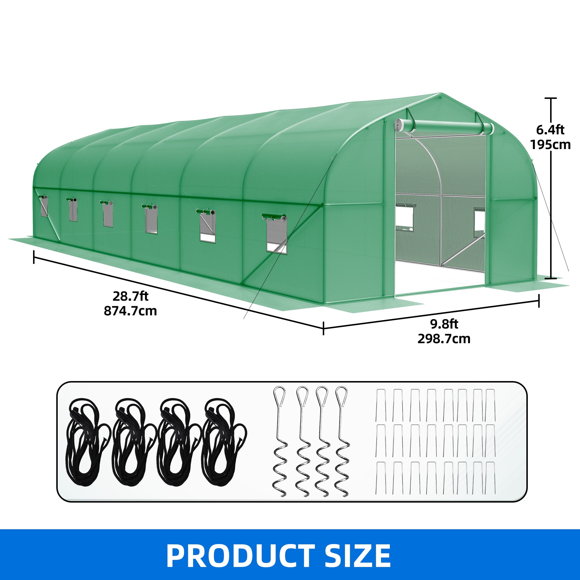 Dextrus Metal Greenhouse 30x10x7 ft, Walk-In Heavy Duty Green House for Gardening