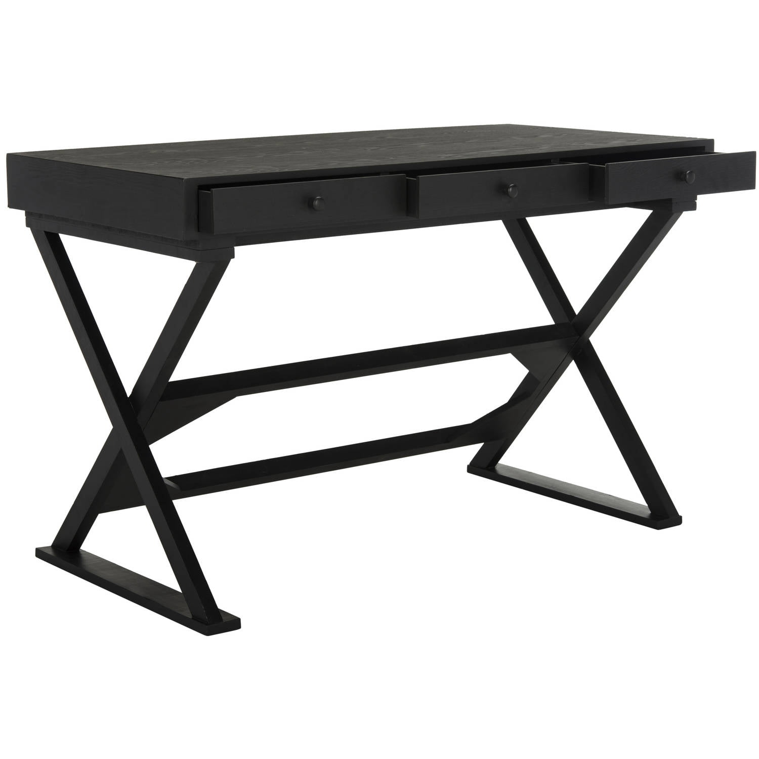 SAFAVIEH Gilbert Solid Glam Writing Desk with 3 Drawers, Weathered Black