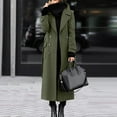 thumbnail image 2 of Wutalume Women's Solid Color Winter Thickened Wool Blend Long Coat with Lining, Elegant and Warm, Oversized Fit, Ideal for Formal and Casual Occasions in Cold Seasons,Green XL, 2 of 5