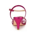 thumbnail image 2 of BLISSFUL STEP Women's Shoes Rhinestone Ankle Strap Kitten Heel Open Toe PU Buckle Sandals  Hot Pink 7, 2 of 8