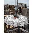 thumbnail image 2 of Outdoor Tablecloth with Umbrella Hole for Patio/Picnic/Party/Camping, Spring Floral Waterproof Table Cloth Round Cover Washable, Grey Dandelion Plants Pastoral Flower Botanical (Dia 54"), 2 of 8
