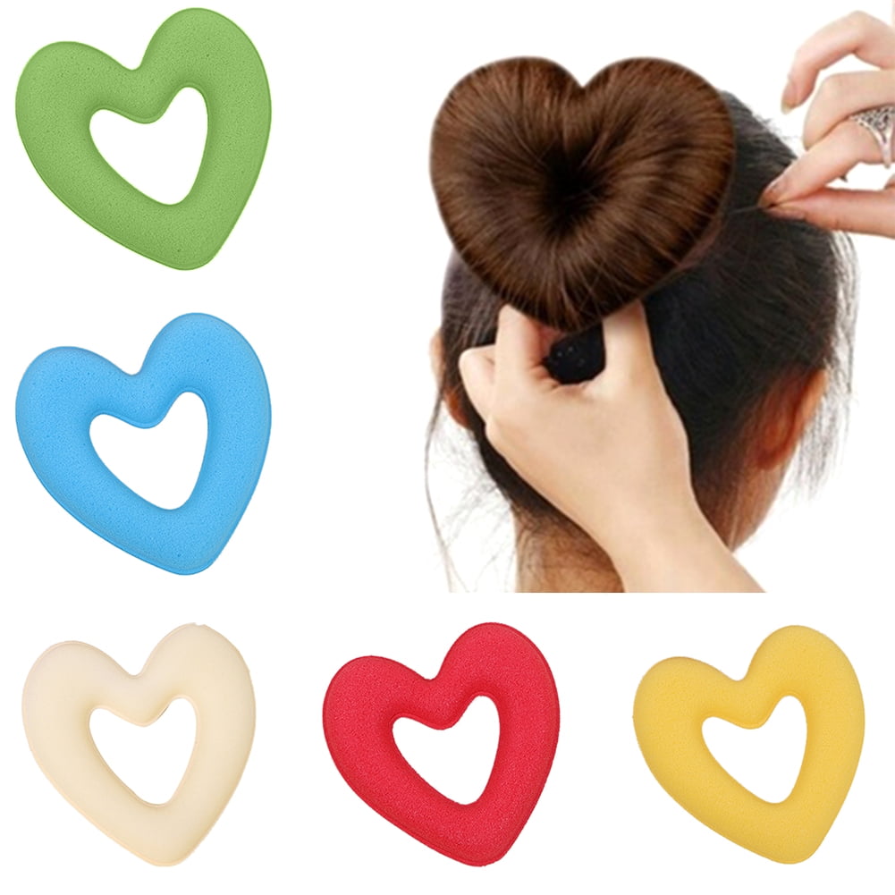 Women Girl Hair Heart Sponge Bun Maker Hairstyle Styling DIY Tool Accessory HK