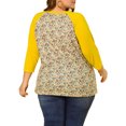 thumbnail image 5 of Unique Bargains Women's Plus Size Floral Tops Round Neck 3/4 Sleeves Modern Color Blouse, 5 of 7