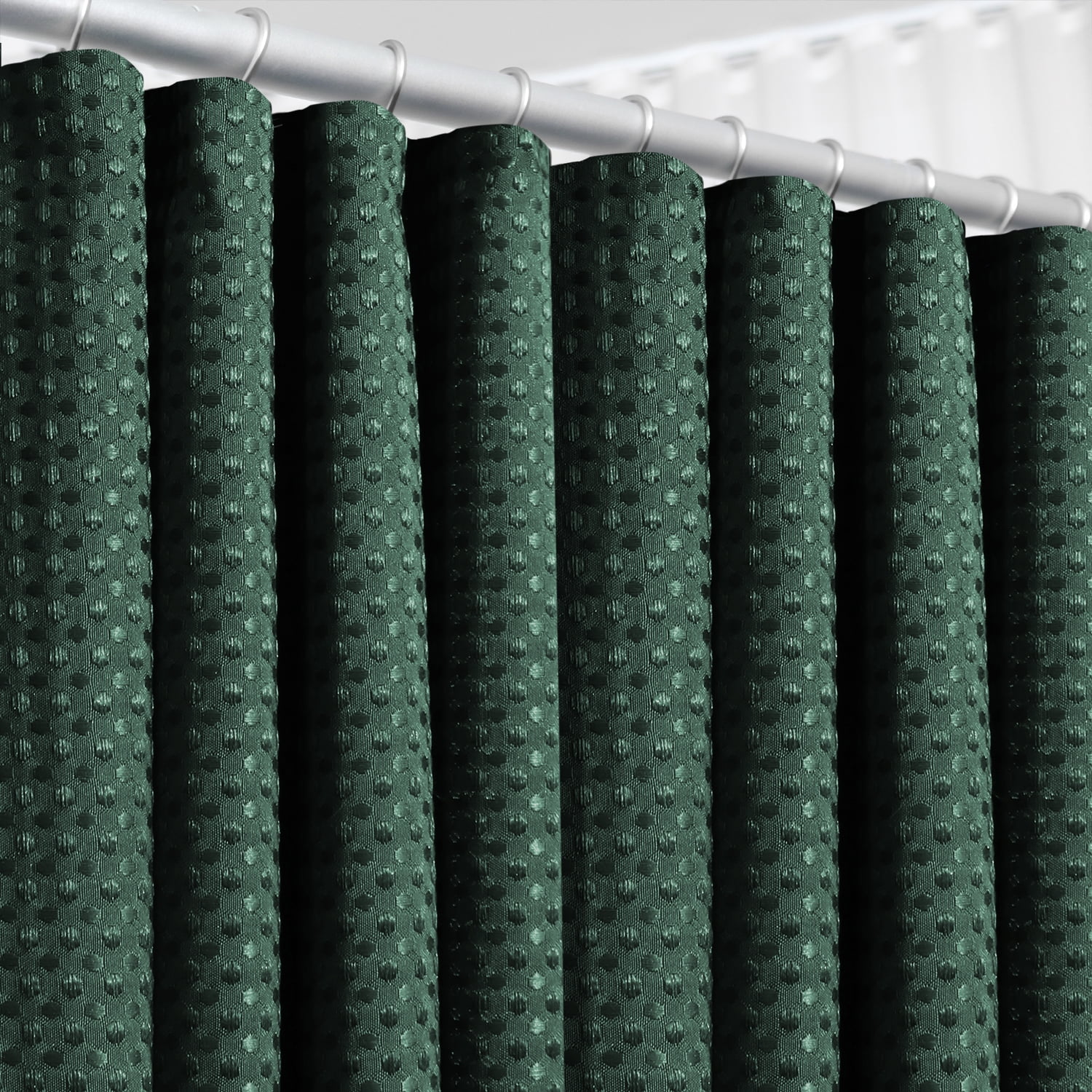 (2 pack) LammaLoe Hunter Green Shower Curtain, Waffle Weave Heavy Duty Fabric Shower Curtain, 72” x 72" Hotel Luxury 256 GSM Bathroom Curtains