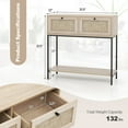thumbnail image 3 of Topcobe Rattan Console Table Boho Entryway Table with 2 Rattan Drawers and Open Storage Shelf, Rectangular Furniture Table for Living Room, Front Hall, Hallway and Foyer, 3 of 7