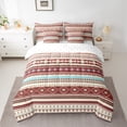 thumbnail image 2 of Manfei Boho bohemian 7pcs Bedding Comforter Set,Retro Aztec Geometric Queen Bedding Sets,Brown Beige Queen Sheet Sets For Men Women,Luxury Bedroom Decor Reversible, 2 of 8