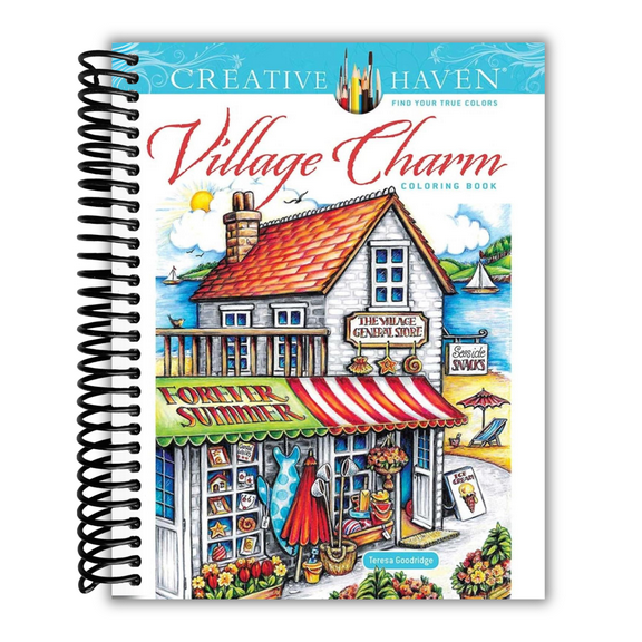 Creative Haven Village Charm Coloring Book (Spiral Bound)