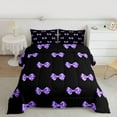 thumbnail image 2 of Castle Fairy Cute Bowtie 3 Pieces Queen Comforter Set for Teens Femalemen,Dreamy Princess Ribbon Bow Ultra Soft Bedding Sets,Black Purple Bedding Comforter Set Breathable,Breathable Home Decor, 2 of 8