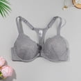 thumbnail image 2 of YWMJI Women's Lace Bra Front Closure Floral Lace Underwire Bra Seamless Unlined Racerback Push Up Bra Full Coverage Padding Support Bras Front Snap Supportive Bras Soft Wire Lift Breasts Grey Xl, 2 of 3