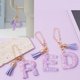 thumbnail image 2 of Llavero con letras de la A a la Z con forma de corazón morado, colgante para billetera de mujer, 26 iniciales, alfabeto, mariposa, borla, accesorio para llavero, 2 of 6
