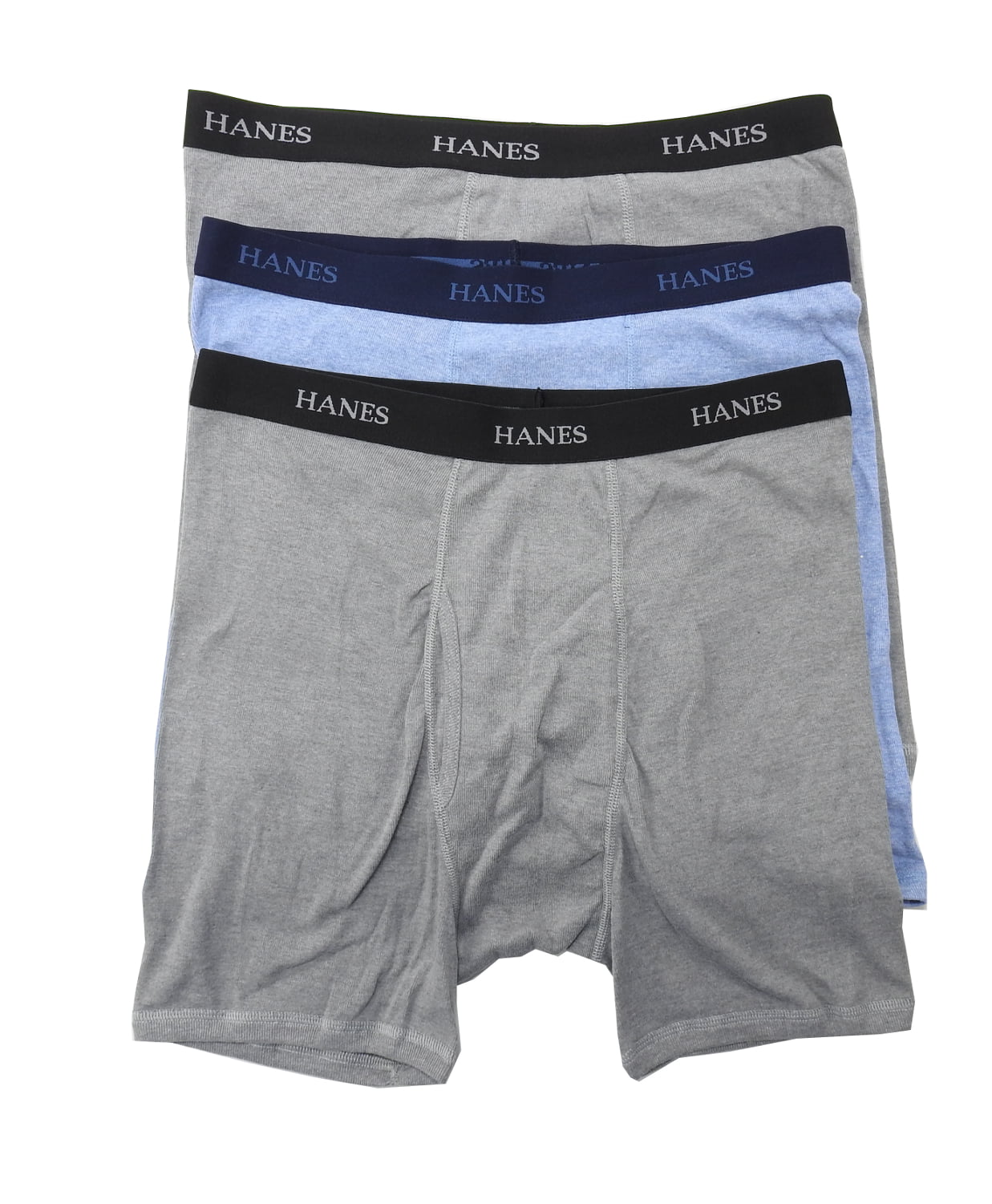 Hanes - Hanes Mens Size Large Cotton 3-Pack Boxer Briefs, Grey/Grey ...