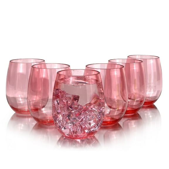 Set of 6 Acrylic Wine Glasses, 20-ounce Plastic Tumbler for Party Use,BPA Free,Dishwasher Safe (Red)