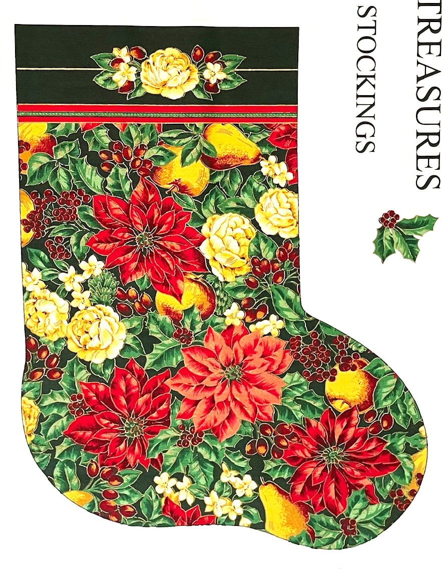 1 Panel - Cut & Sew DIY Classic Christmas Stockings Cotton Fabric Panel - Makes 2 or 4 Stockings (Great for Quilting, Sewing, Craft Projects, Wall Hangings, and More) 36" X 44"