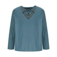 thumbnail image 4 of Blusas y camisas de manga larga con cuello redondo para hombre, informales, de color liso, con hombros descubiertos, rectas, con lazo en el pecho, bordadas, de licra., 4 of 8