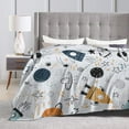 thumbnail image 4 of Kll Fleece Blanket Plush Throw Blanket Cartoon Planets,Soft Fuzzy Cozy Flannel Blanket For Couch Sofa Bed.(80"X60"), 4 of 9