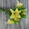 thumbnail image 4 of 7 Pcs Artificial Lily Flowers Artificial Lilies Flowers for Home Wedding Bouquets Home Hotel Party Decor Graves Arrangement (Yellow), 4 of 5