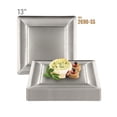 thumbnail image 4 of Smarty 13" Silver Square Edge Beaded Disposable Paper Charger Plate 120ct, 4 of 8