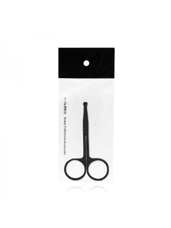 VICOODA Stainless Steel Black Round-headed Small Scissors,Nose Hair, Beard, Eyebrows And Eyelashes Trimmer 1PCS