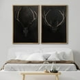 thumbnail image 2 of IDEA4WALL Framed Canvas Print Wall Art Set Rustic Antler Skull Pattern Prints Dark Dramatic Black Vintage-Inspired Deer and Elk Antlers Illustrations Minimal for Home Decor - 24"x36"x2 Natural, 2 of 5