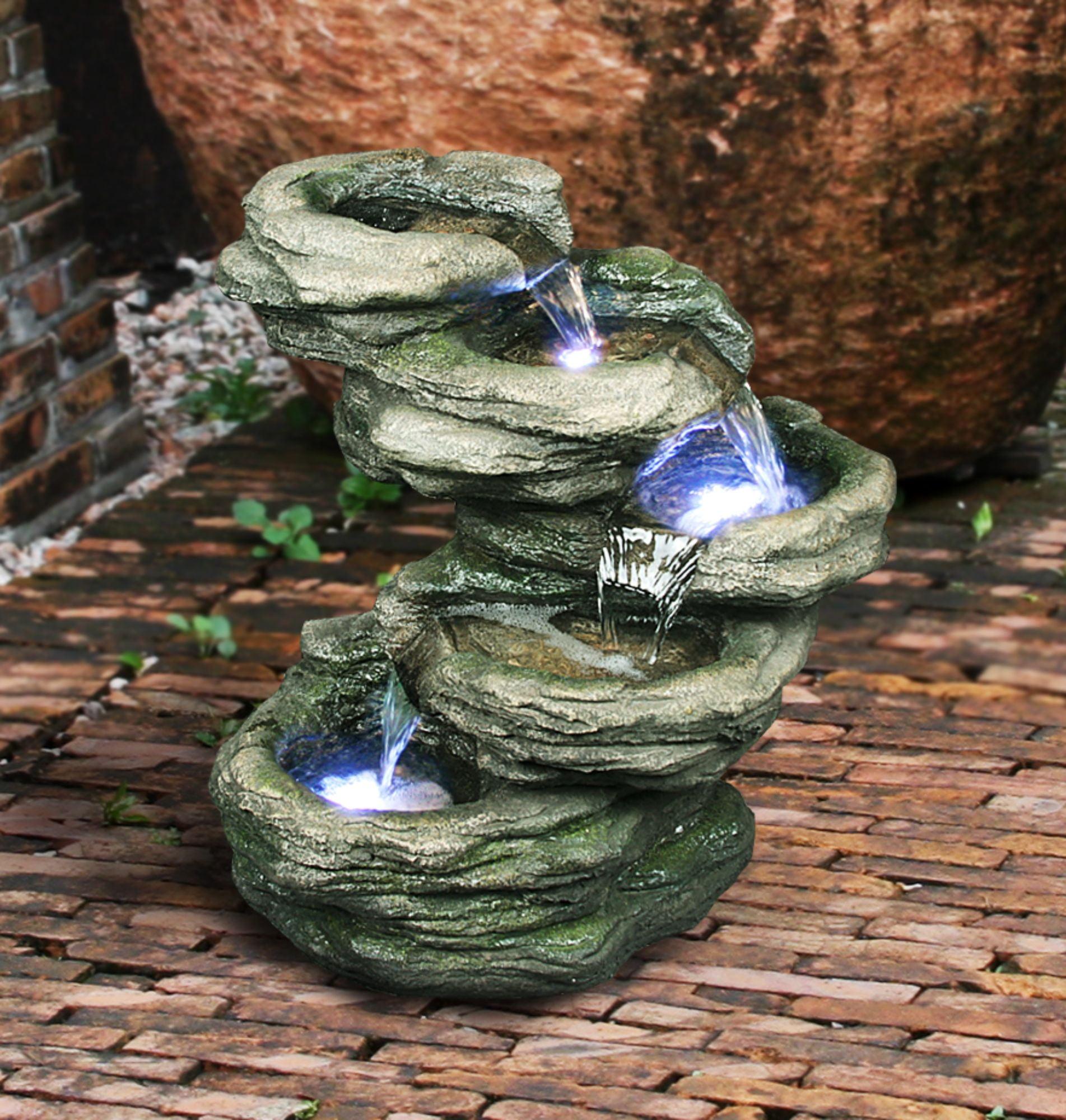 Hi-Line Gift Indoor and Outdoor 4-Tier Rock Fountain