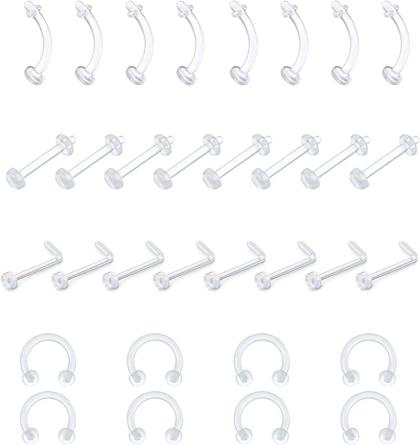 Briana Williams 16G/18G Clear Bioflex Flexible Nose Ring Retainer