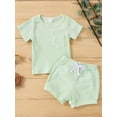 thumbnail image 2 of Franhais Newborn Infant Outfits Sets, Ribbed Knit Short Sleeve T-shirt + Short Pant Clothes Set, 2 of 9