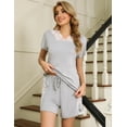 thumbnail image 2 of Purcoar Womens Pajama Sets 2 Piece Short Sleeve Pajamas Loungewear Sleepwear V Neck Tops with Shorts, 2 of 7
