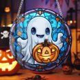 thumbnail image 3 of Halloween Stained Glass Suncatcher, Cute Ghost Pumpkin Window Hanging Decoration, Acrylic Window Hanging Fall Ornaments, for Kitchen Room Garden Office Halloween Decor Housewarming Gift Supplies, 3 of 5