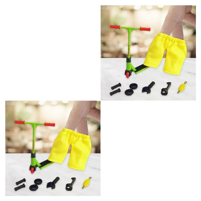 Decodeary Trottinette à Doigt à Deux Roues Unique Jouet Fantaisie Cadeaux de Fête Cadeau Vert 2 Ensembles