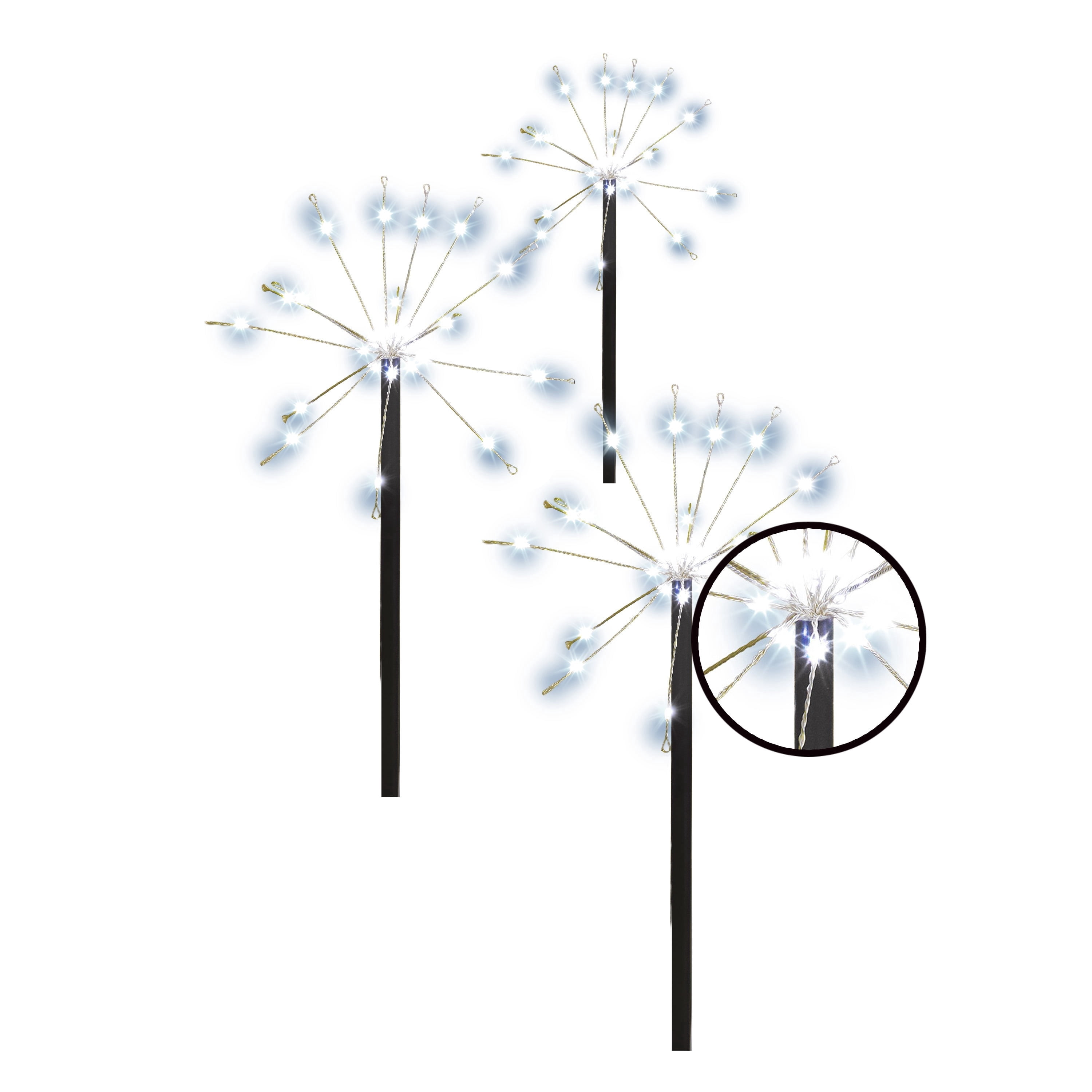 Outdoor Solar-Powered LED 8-Function Starburst Christmas Pathway Lights, Cool White, Set of 3, by Holiday Time