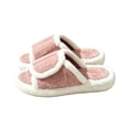 thumbnail image 6 of uublik Comfy Fuzzy Slippers for Women Open Toe Memory Foam House Shoes Indoor Outdoor Non Slip House Slides, Pink, 6 of 7