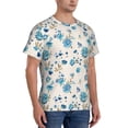 thumbnail image 2 of Vsdgher Rose Flowers Print Men's Dry Fit Mesh Athletic Shirts Moisture Wicking Tennis T-Shirt Tops, 2 of 9