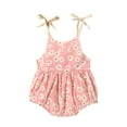 thumbnail image 4 of Franhais Baby Girl's Romper, Daisy Print Sleeveless Sling Bodysuit One-piece Suit, 4 of 9